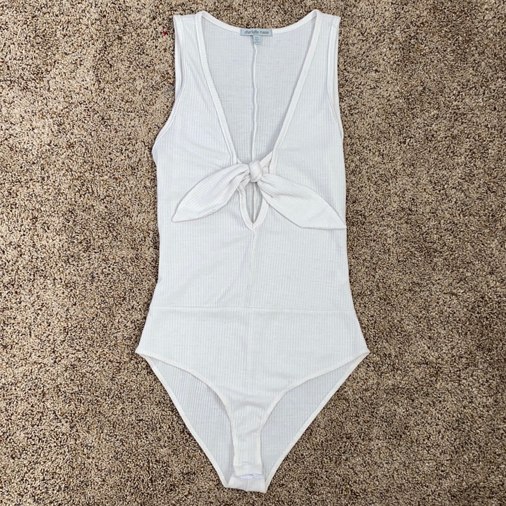 NWOT White Front Tie Bodysuit